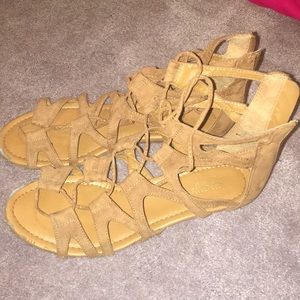 Gladiator straps brown sandals (above ankle)